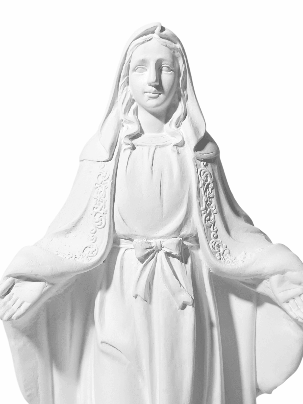 Nossa Senhora Das Graças com Medalha Milagrosa 20cm Gesso Cru Retocado - Imagem 2