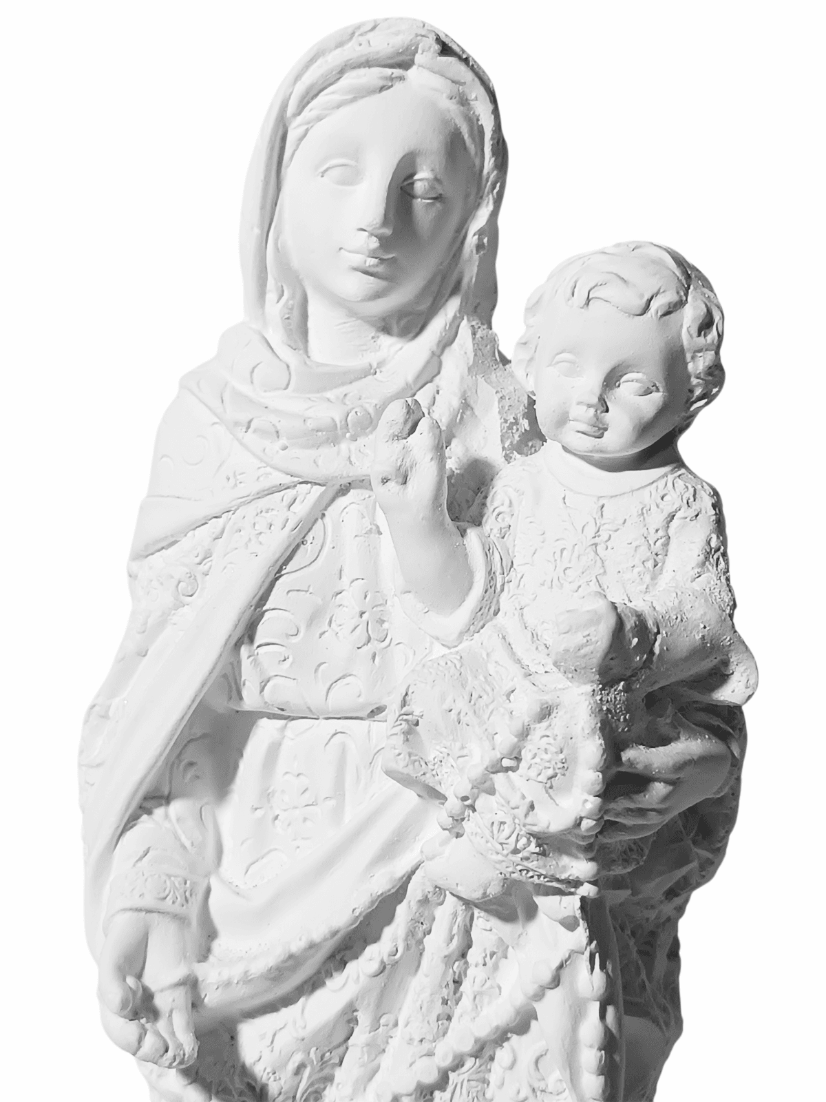 Nossa Senhora do Rosário 20cm Gesso Cru Retocado - Imagem 2