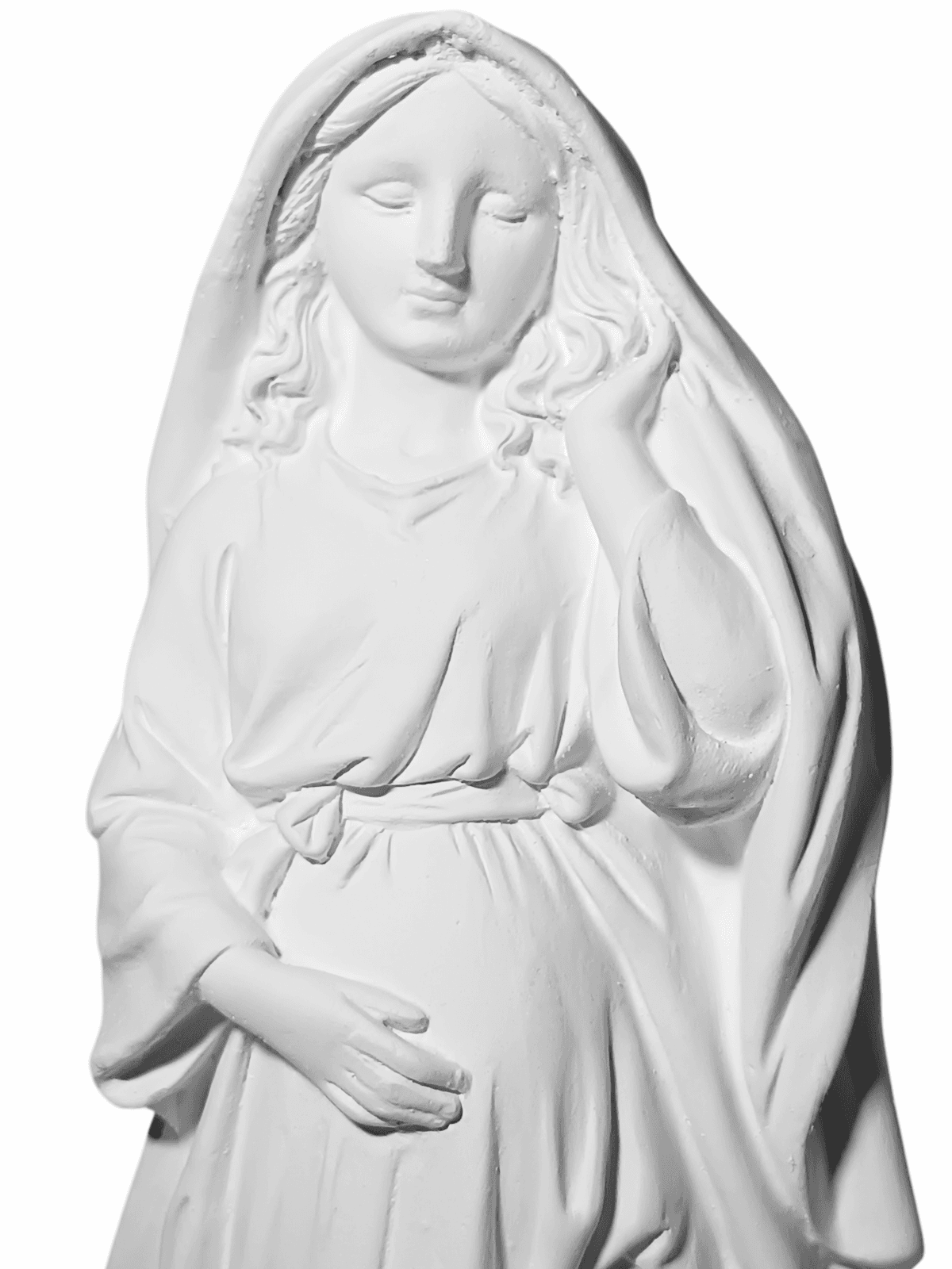 Nossa Senhora Grávida 30cm Gesso Cru Retocado - Imagem 2