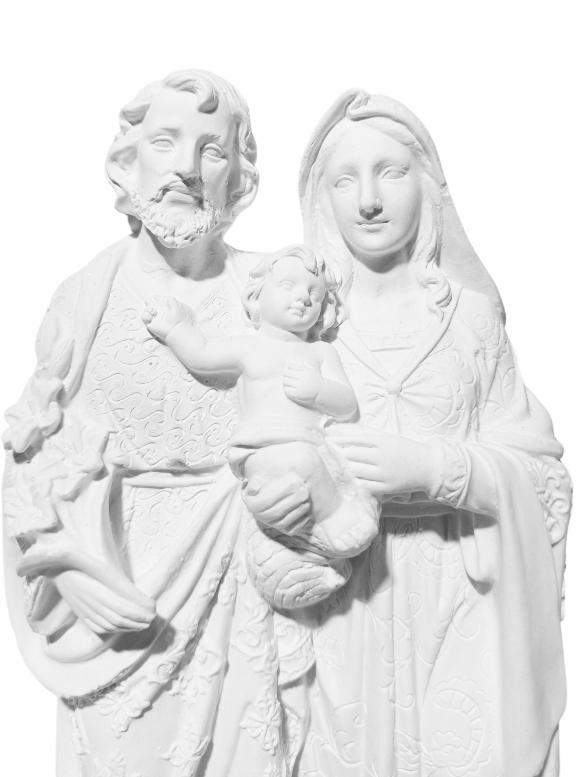 Sagrada Família Tradicional 20cm Gesso Cru Retocado - Imagem 2
