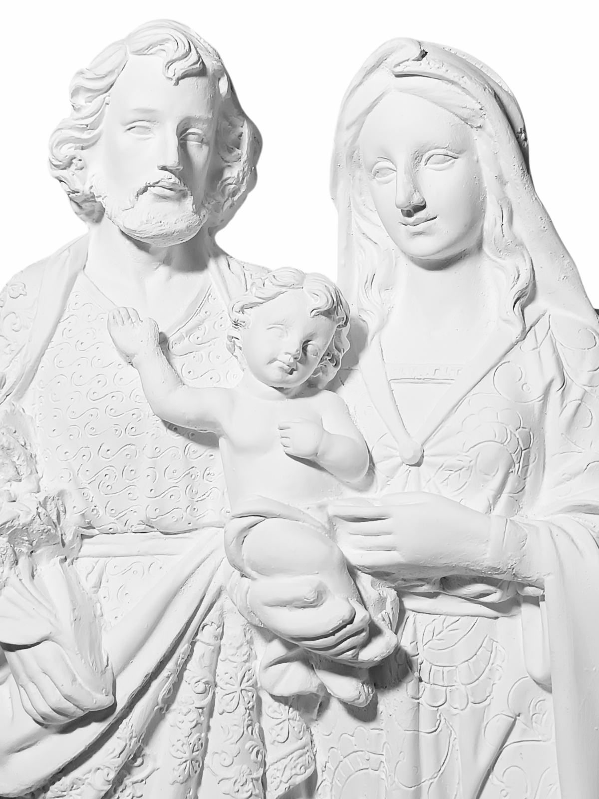 Sagrada Família Tradicional 30cm Gesso Cru Retocado - Imagem 2