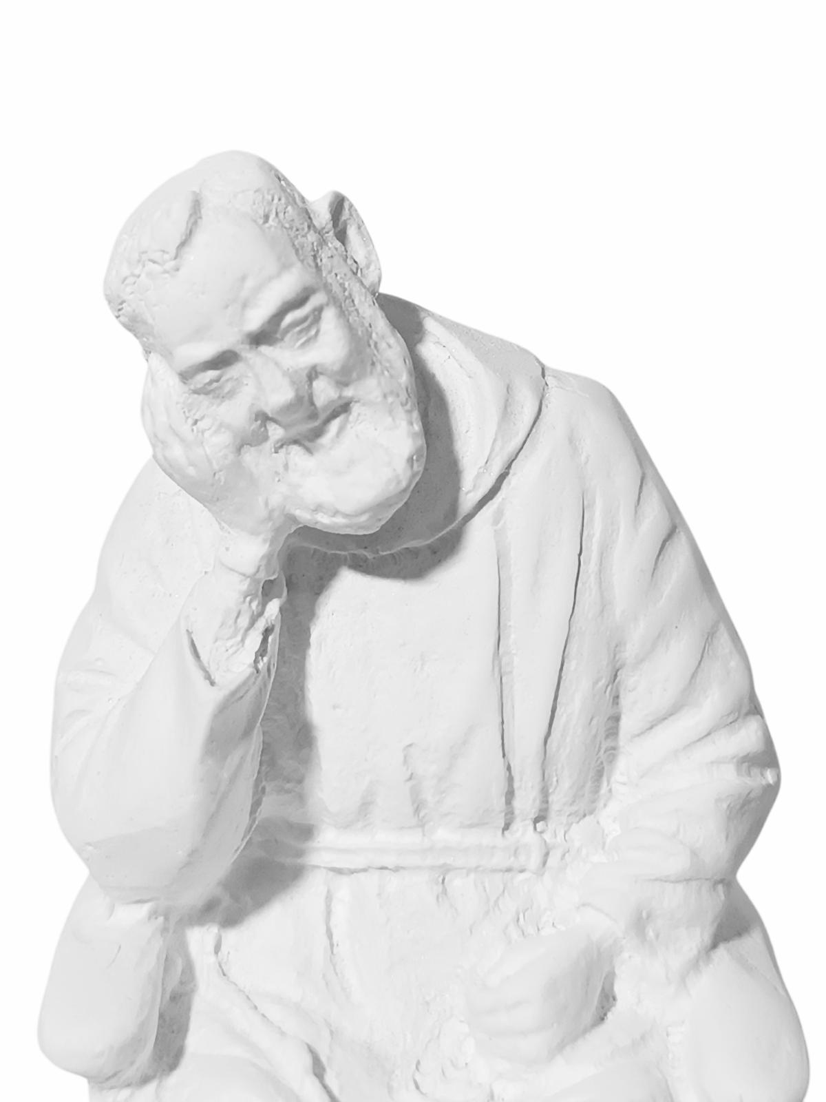 São Padre Pio Sentado 10cm Gesso Cru Retocado - Imagem 2