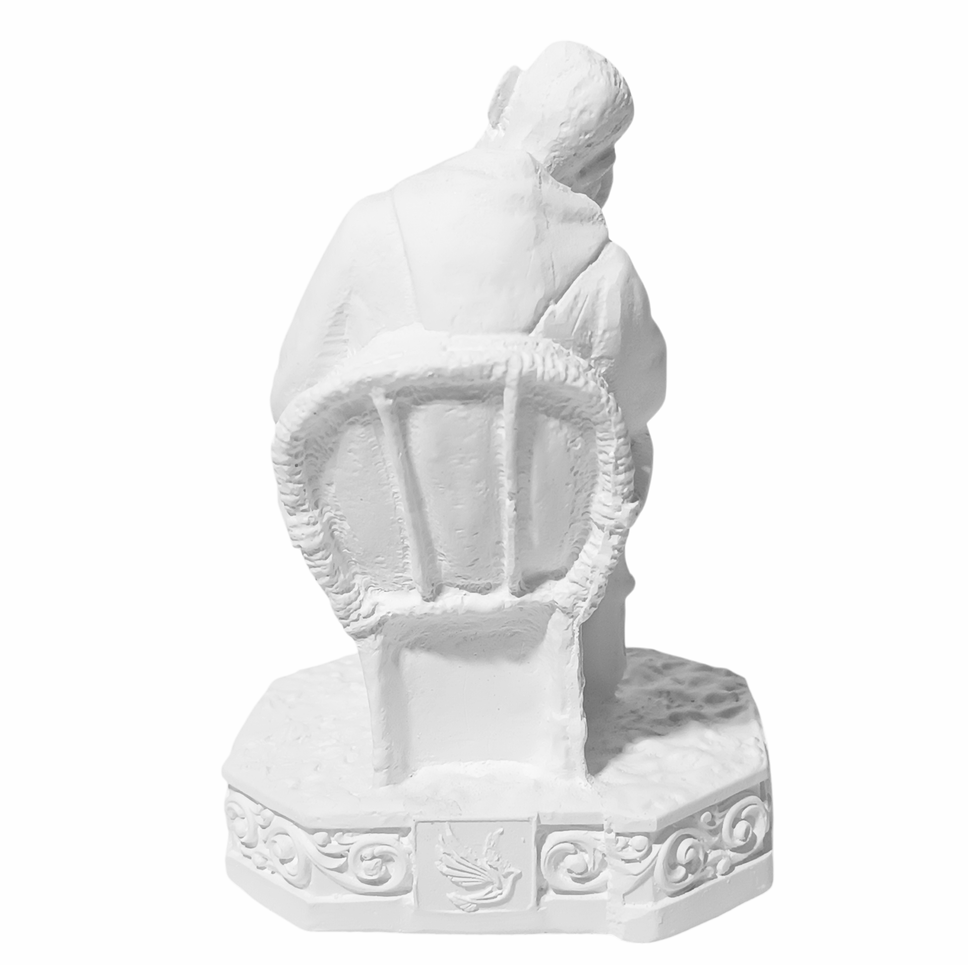 São Padre Pio Sentado 10cm Gesso Cru Retocado - Imagem 3