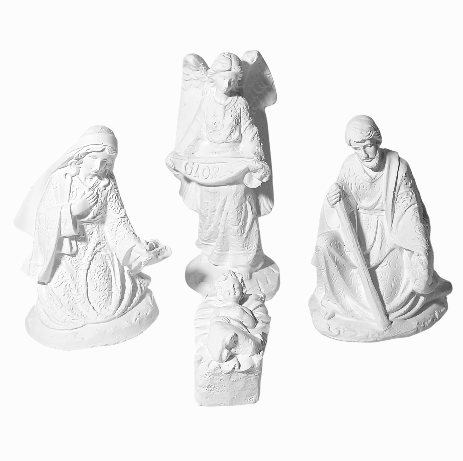 Presépio de Natal Luxo Completo 15cm Gesso Cru Retocado - Imagem 2