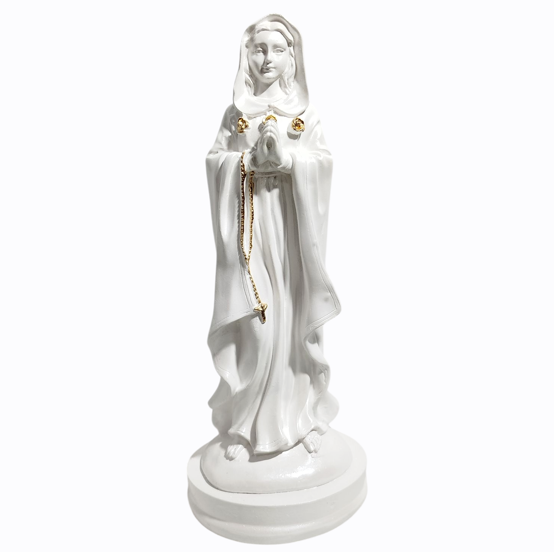 Nossa Senhora Rosa Mística 20cm Gesso Premium Pintado