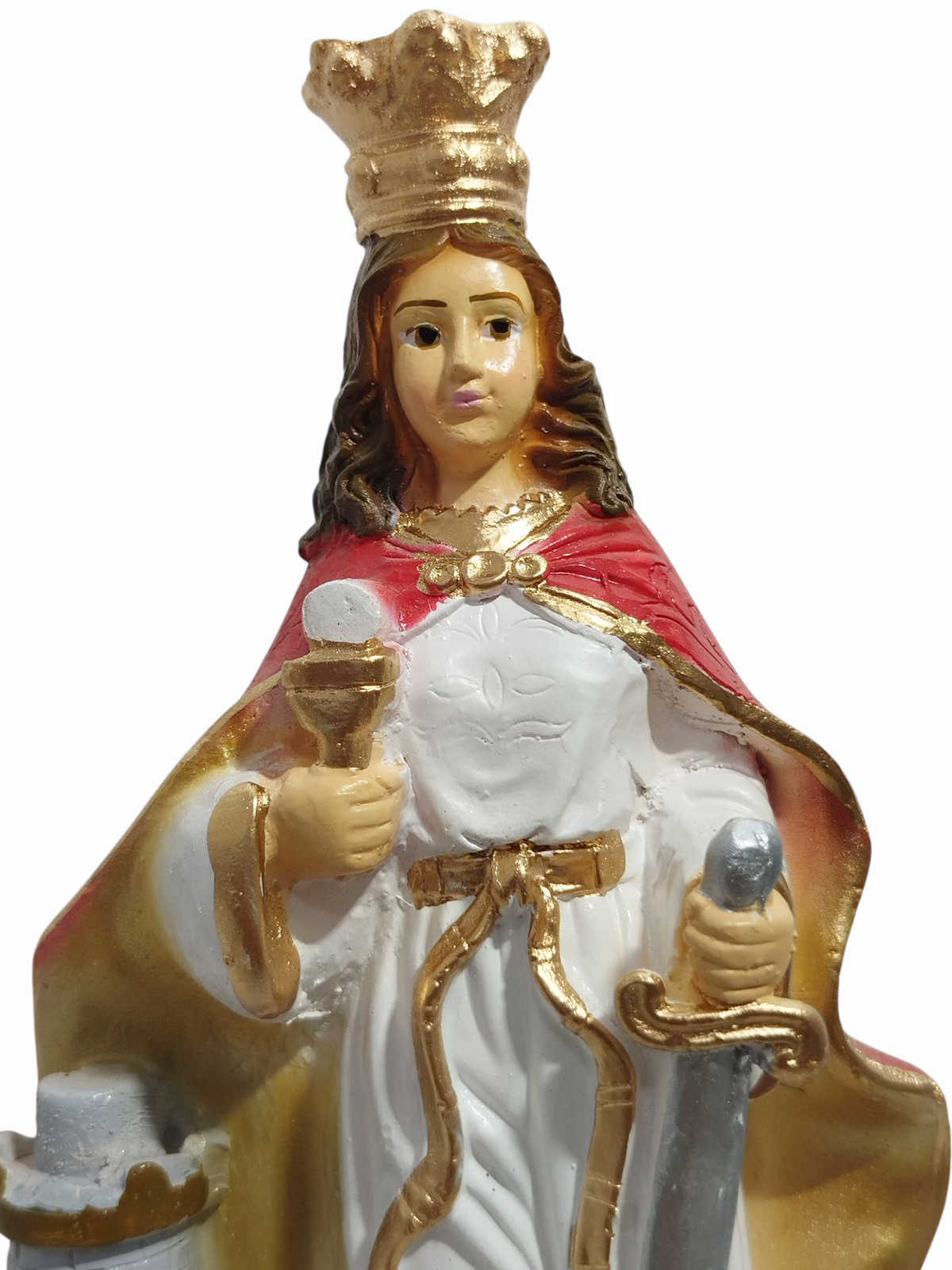 Santa Bárbara 20cm Gesso Premium Pintado - Imagem 2