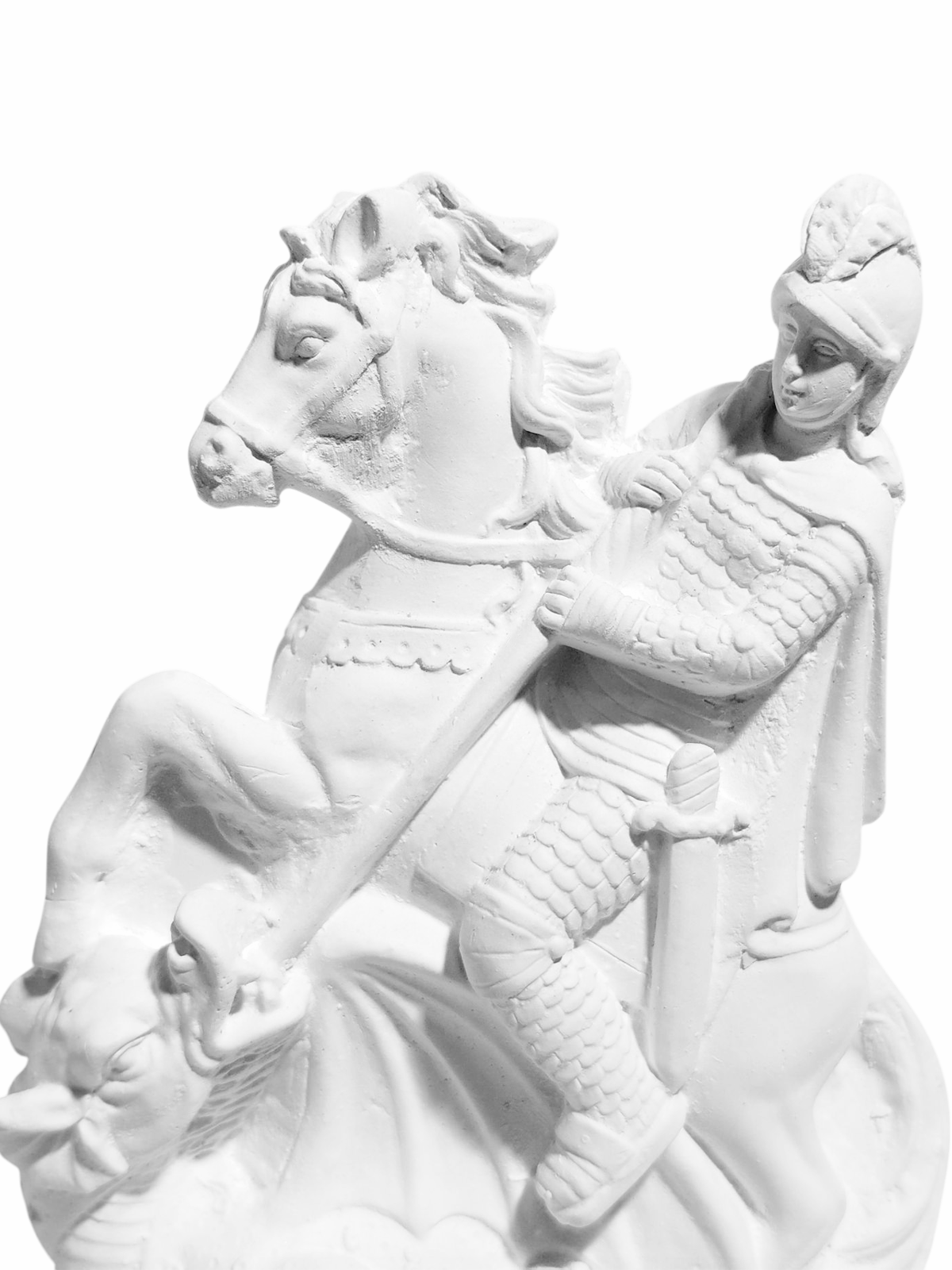 São Jorge Guerreiro 15cm Gesso Cru Retocado - Imagem 2