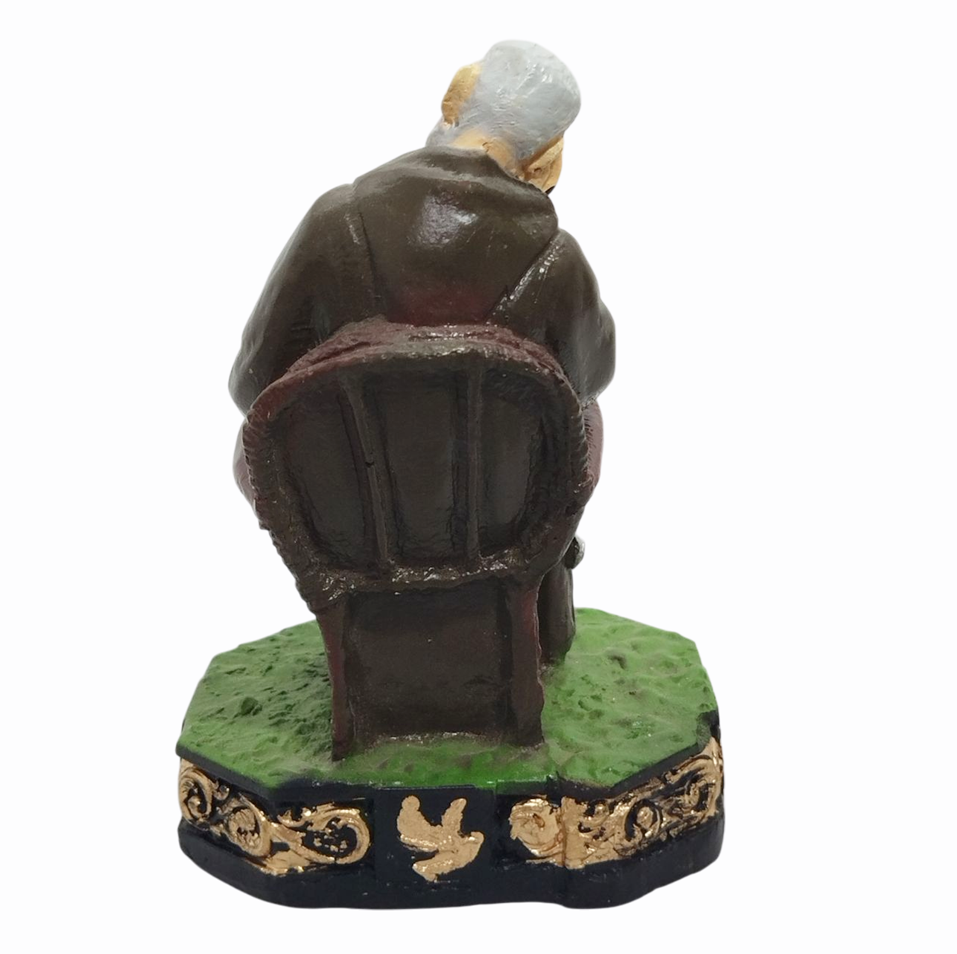 São Padre Pio Sentado 10cm Gesso Premium Pintado - Imagem 3