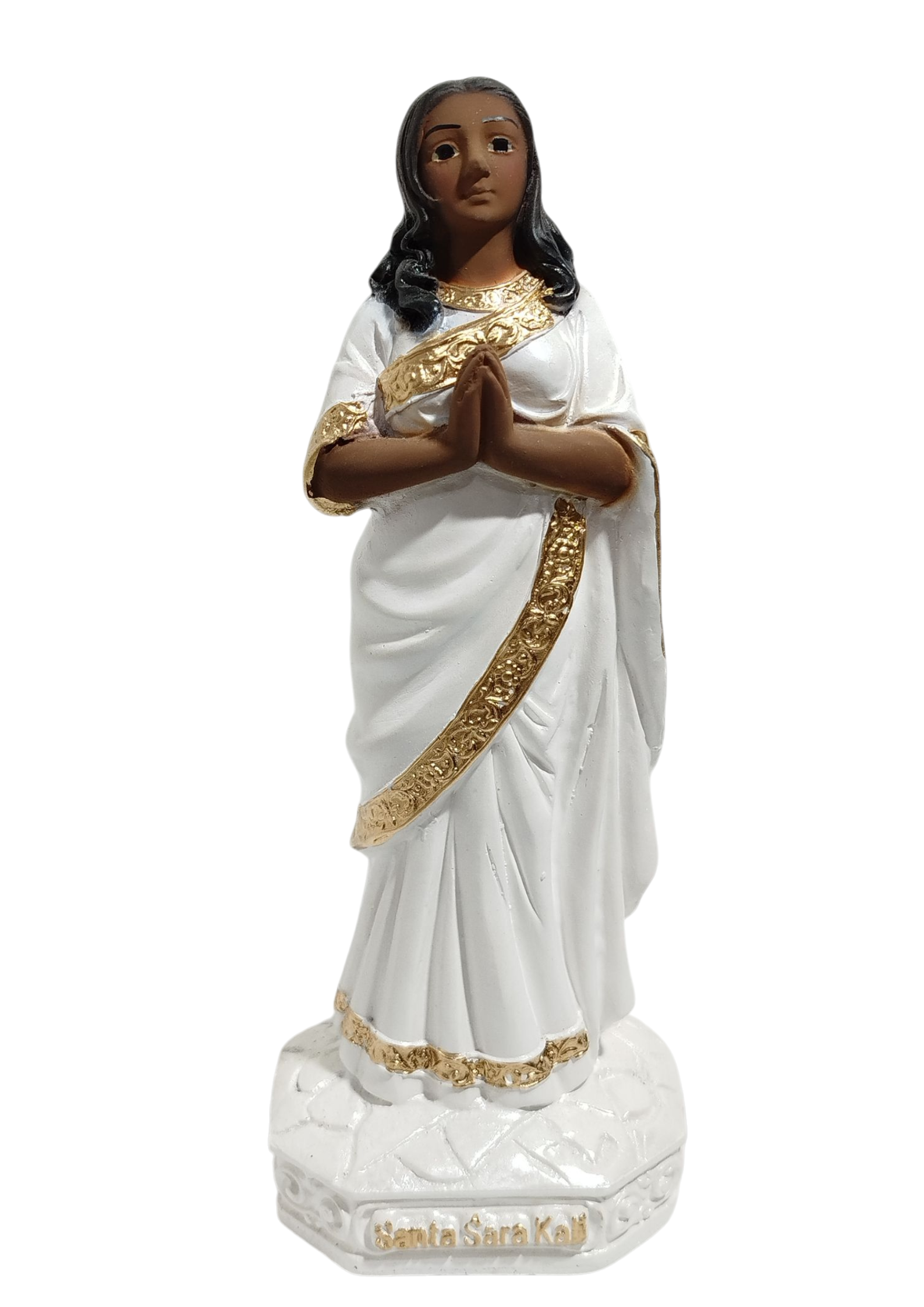 Imagem Santa Sara Kali 20cm White Perolado Benção Espiritual