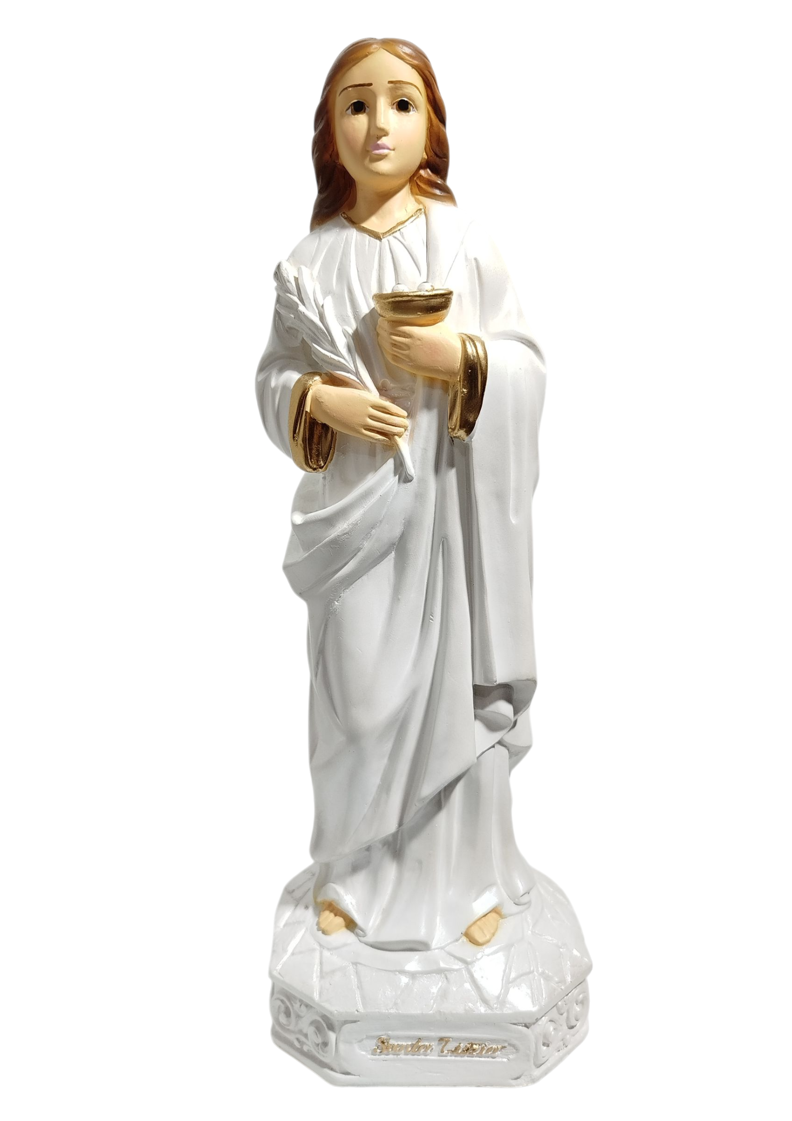 Imagem Santa Luzia 30cm White Perolado Benção Celestial de Esperança