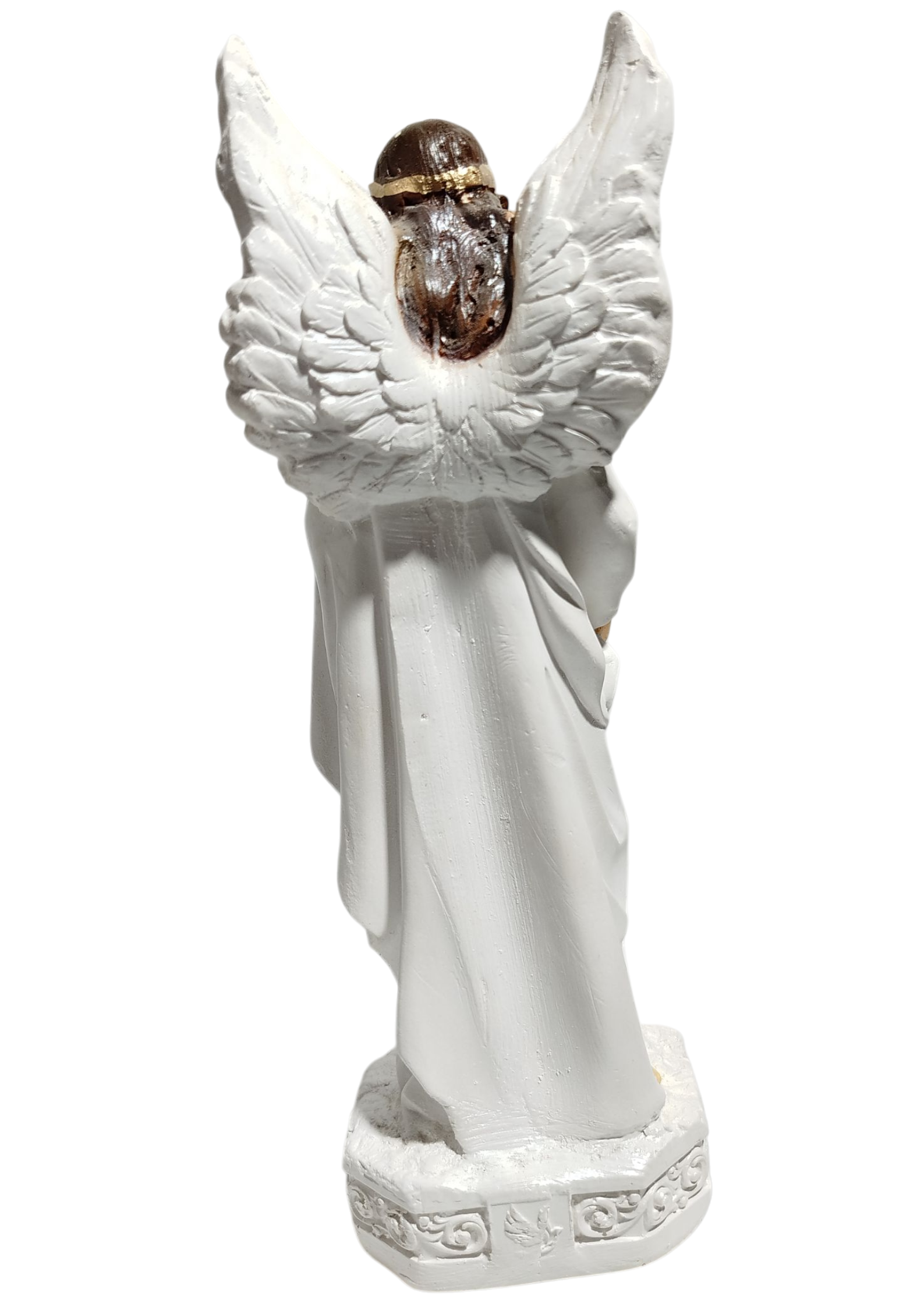 Imagem São Gabriel Arcanjo 20cm Gesso White Perolado Proteção Divina com Fé - Imagem 3