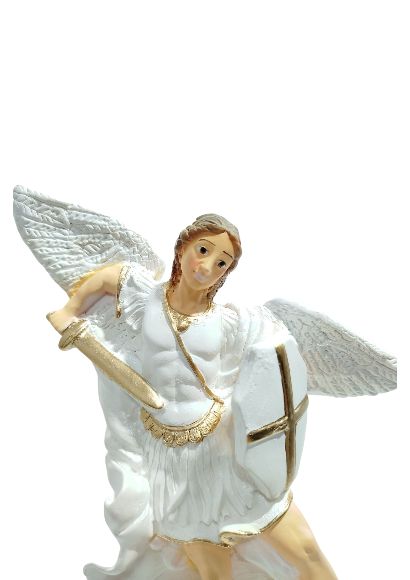 Imagem São Miguel Arcanjo 20cm White Perolado Gesso Premium Pintado - Imagem 2