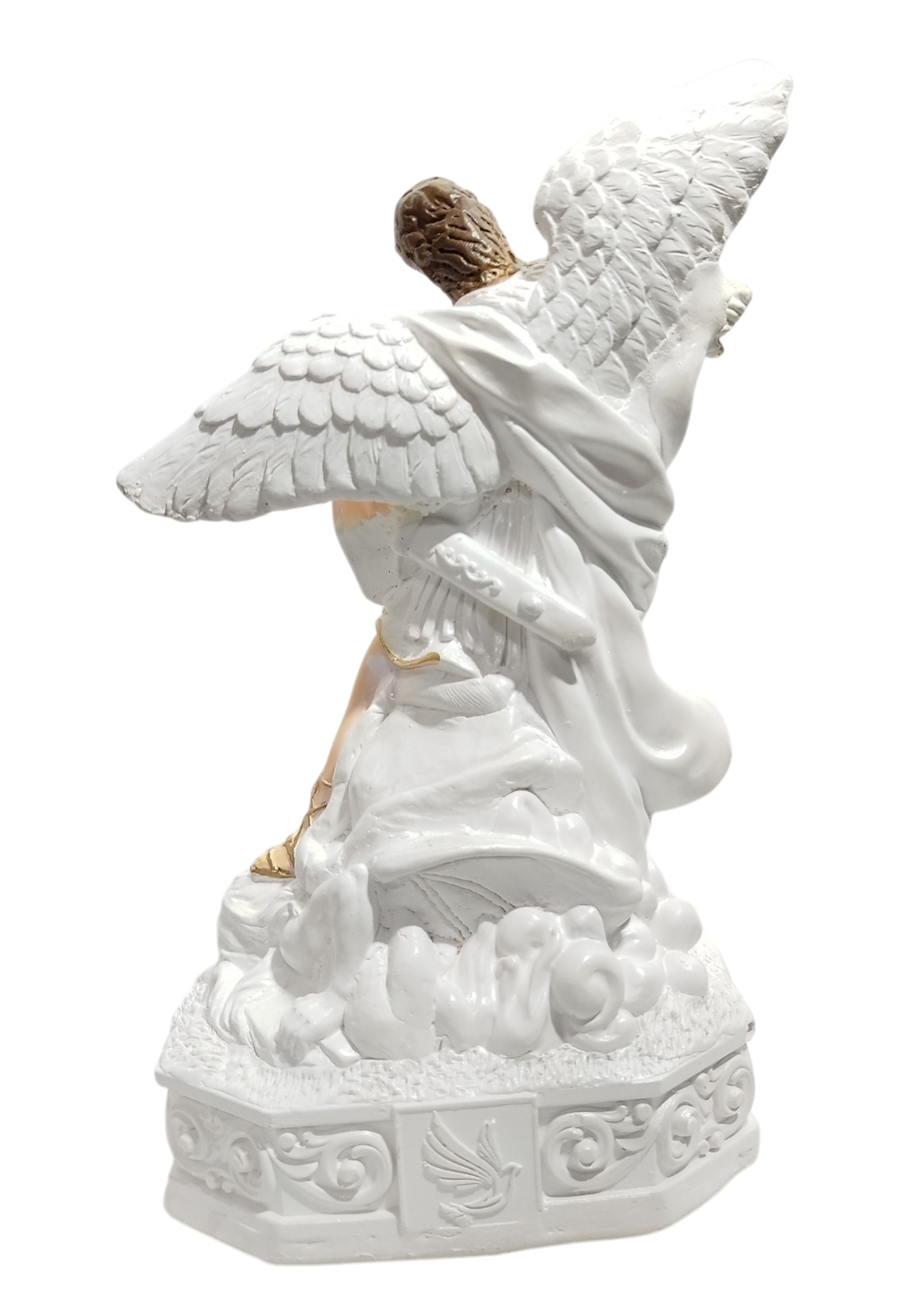 Imagem São Miguel Arcanjo 20cm White Perolado Gesso Premium Pintado - Imagem 3