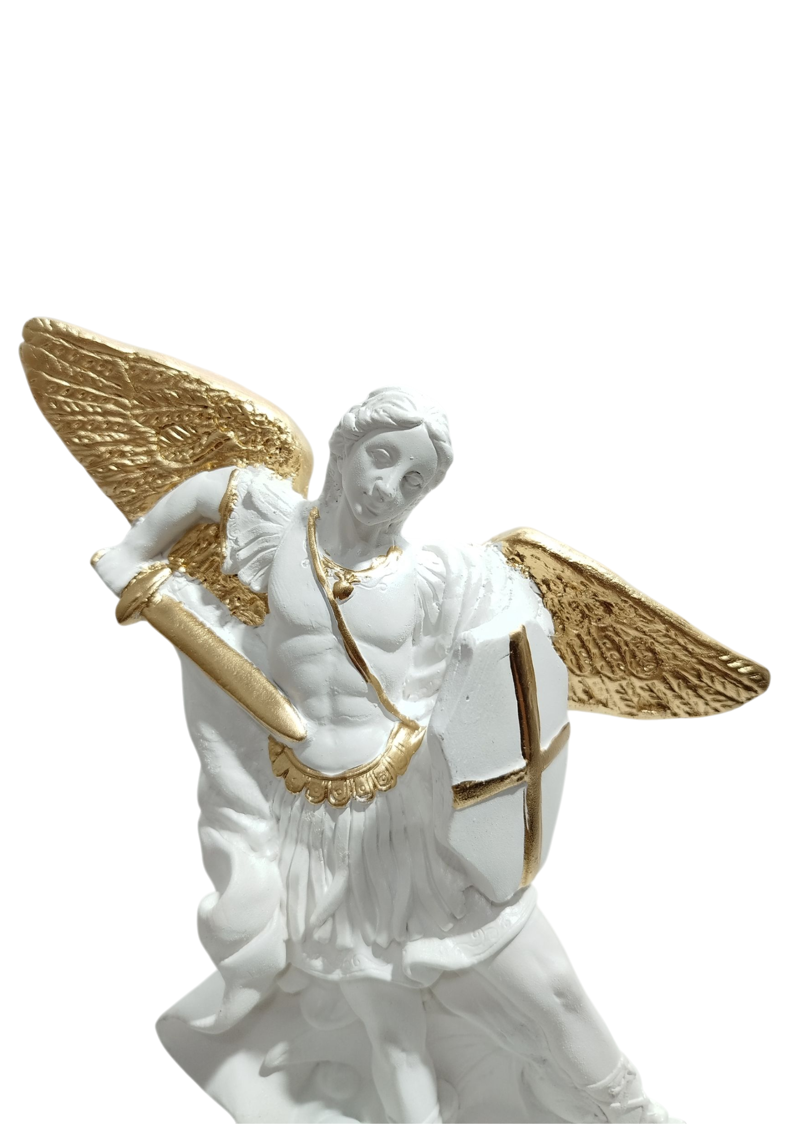 Imagem São Miguel Arcanjo 20cm Branco Perolado Gesso Premium Pintado - Imagem 2