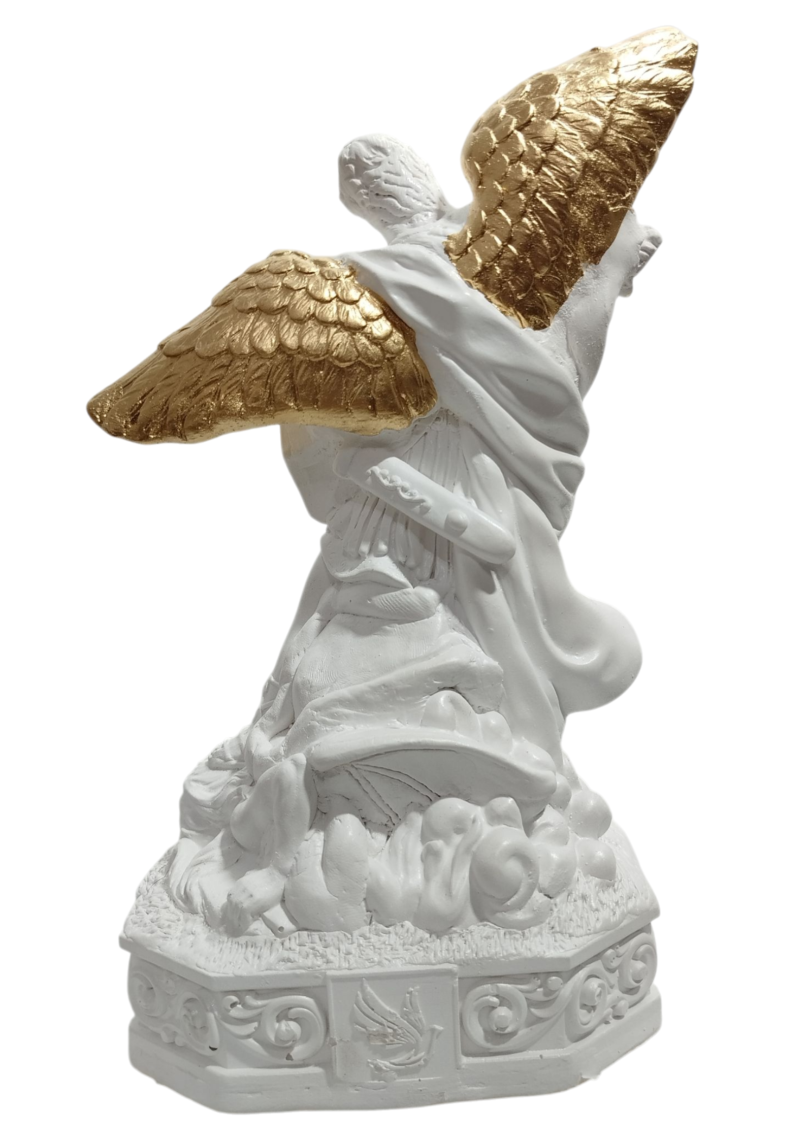 Imagem São Miguel Arcanjo 20cm Branco Perolado Gesso Premium Pintado - Imagem 3